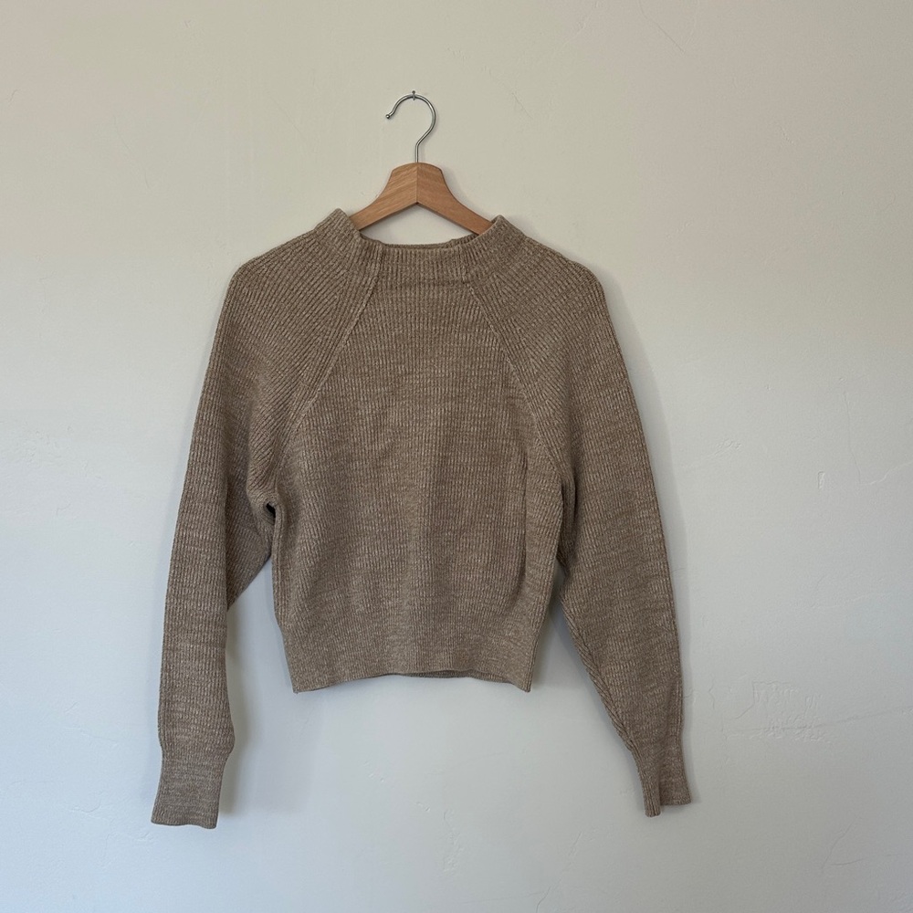 Free People Taupe Crew Neck Sweater